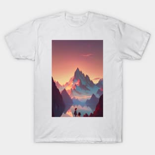 Beautiful Mountain Range at Sunset Landscape T-Shirt